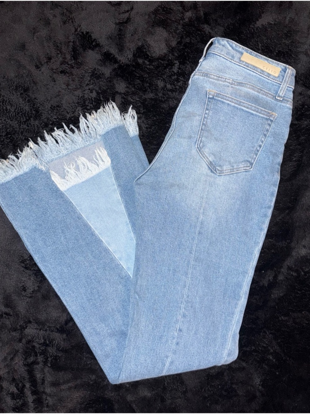 Light Blue Women's Fringe Hem Jeans Cello